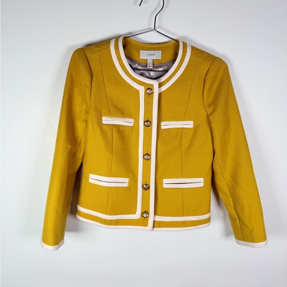 J.Crew Mustard Yellow Wool Trimmed Button Jacket - Picture 2 of 9
